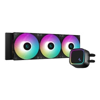 DeepCool LE720 Black AIO cooler with 3x120mm ARGB PWM fans, copper heatsink, and aluminum radiator for Intel/AMD. DeepCool LE720 Black AIO cooler with 3x120mm ARGB PWM fans, copper heatsink, and aluminum radiator for Intel/AMD.
